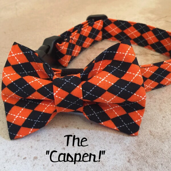 Hundehalsband, Halsband Fliege, Argyle Hundehalsband, Hundehalsband Herbst, Halloween-Hundehalsband, schwarz und Orange, Halloween Fliege, Herbst Hundehalsband