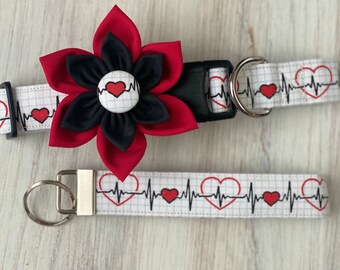 Heartbeat Dog Collar with Detachable Flower