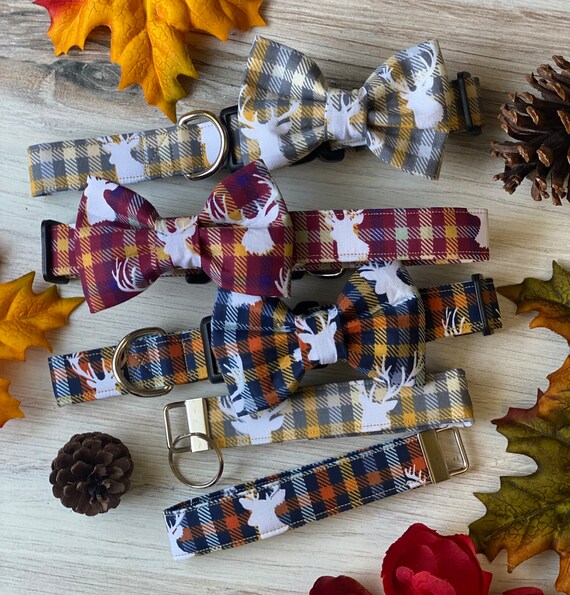 holiday dog collar with bow tie