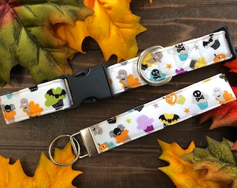 Handmade Halloween Dog Collar, Spooky Cupcake Print