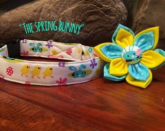 Bright, Dog collar, easter dog collar, dog collar, bunny dog collar, peeps dog collar, bunny collar, chick collar, easter collar flower