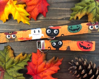 Halloween dog collar, Dog collar, orange halloween collar, ghost dog collar, spider dog collar, black cat, owl, halloween, jack o lantern