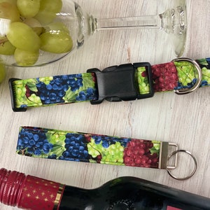 Dog collar, grapes, wine, grape dog collar, girl, boy , wine night, grapes and wine, purple , red, green, vines, leaf, picnic , key fob