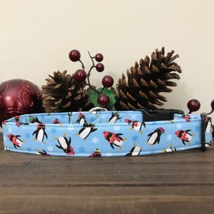 Dog Collar, Christmas Dog Collar, winter Dog Collar, penguin dog collar, holiday dog collar, winter dog collar, snowflake dog collar