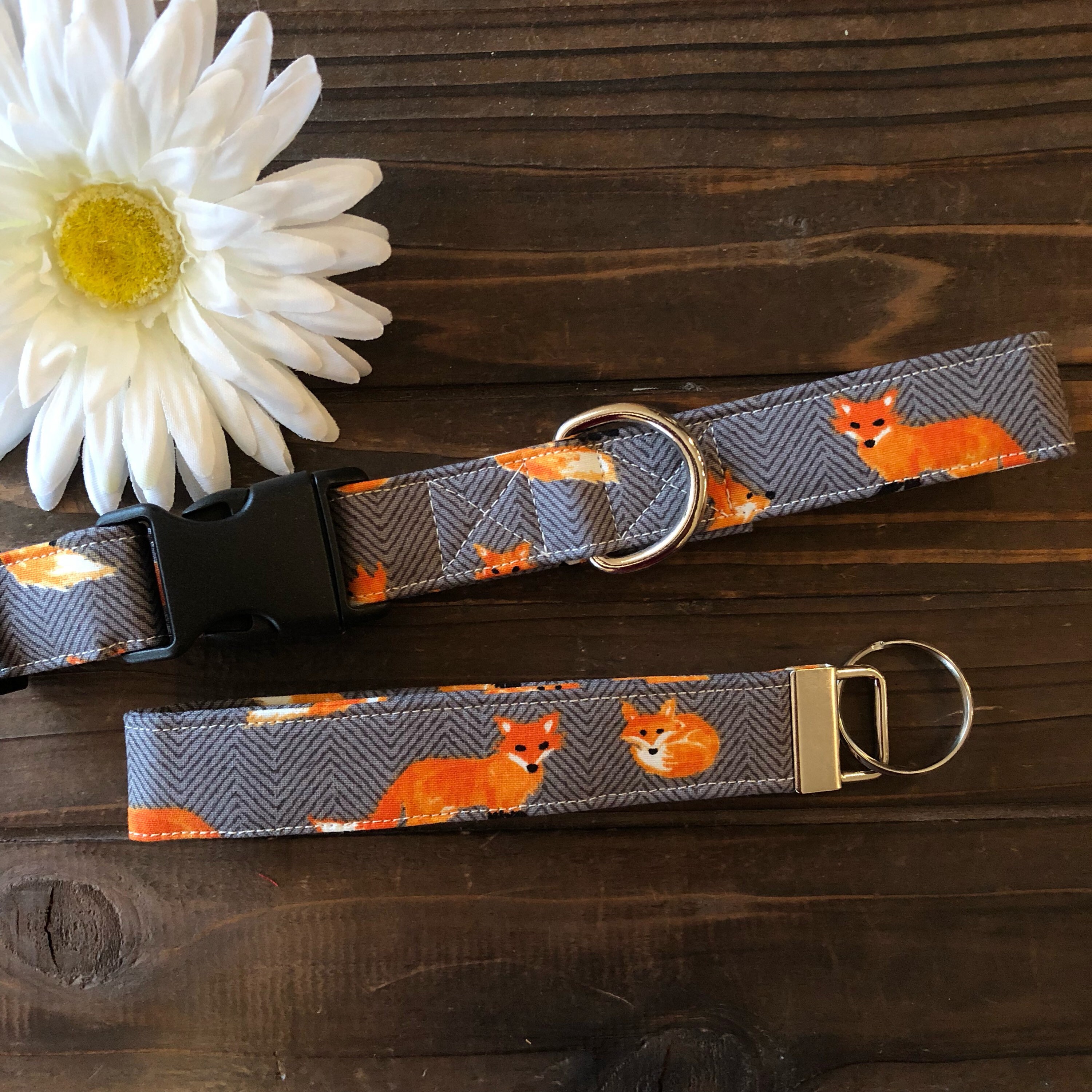 Dog collar fox dog collar fox key chain fox key fob match Etsy