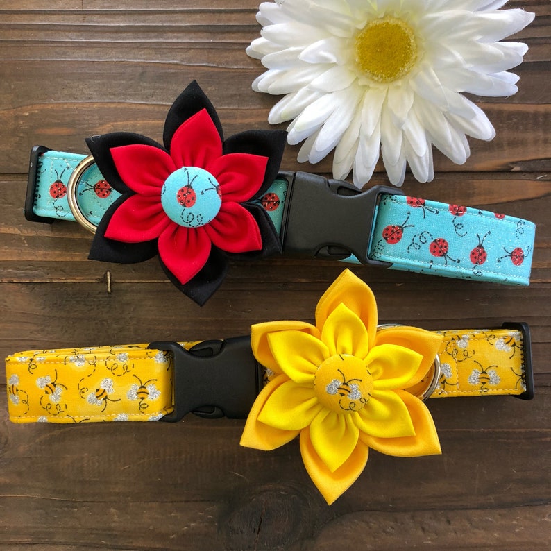 Ladybug Dog Collar with Detachable Flower image 1