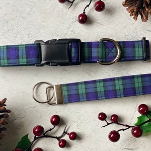 Dog Collar, holiday plaid dog collar, collar, blue and green plaid dog collar, christmas plaid dog collar, Christmas, plaid, blue, green