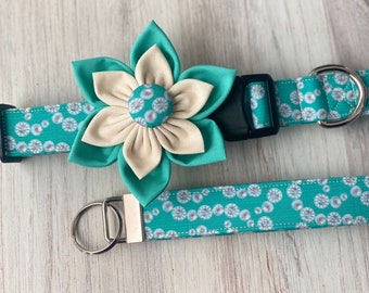 Dog collar, Breakfast, Pearls, Tiffanys, diamonds, blue, T, Collar with flower, Collar with Bow, Bow, Flower, Teal, Turquoise, Key Fob