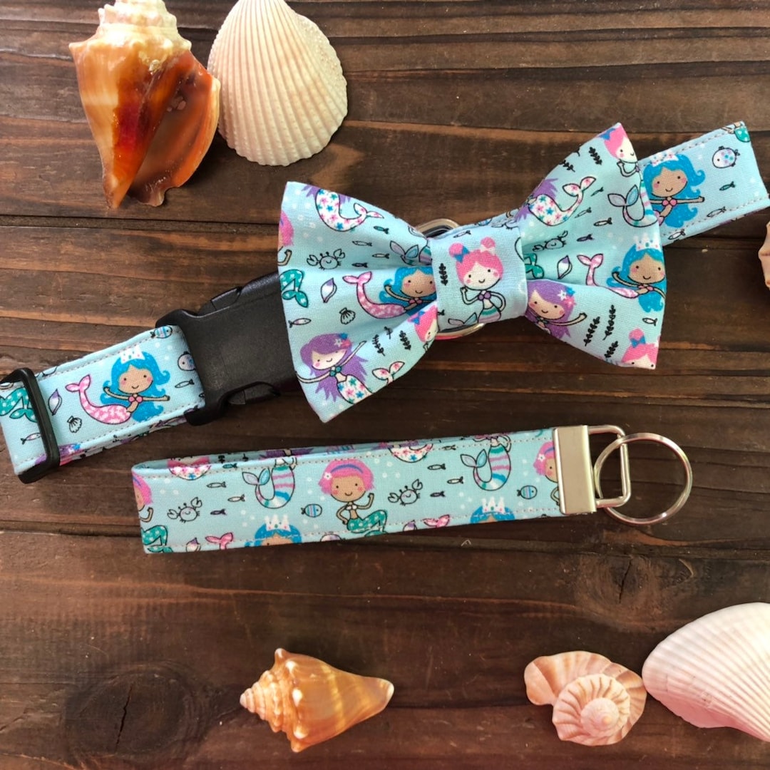 Dog Collar Mermaid, Collar With Bow, Collar With Bow Tie, Mermaid Dog