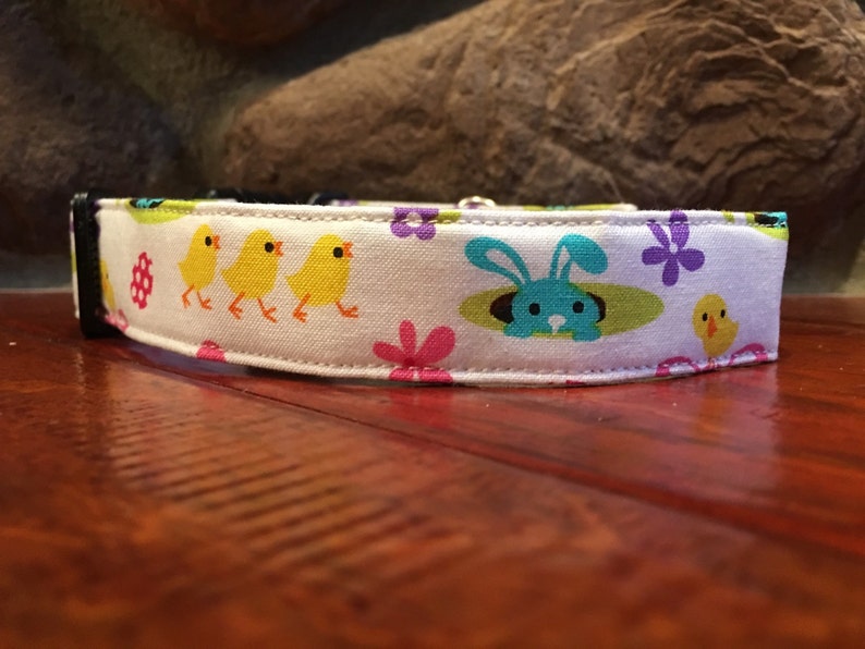 Bright, Dog collar, easter dog collar, dog collar, bunny dog collar, peeps dog collar, bunny collar, chick collar, easter collar flower image 2