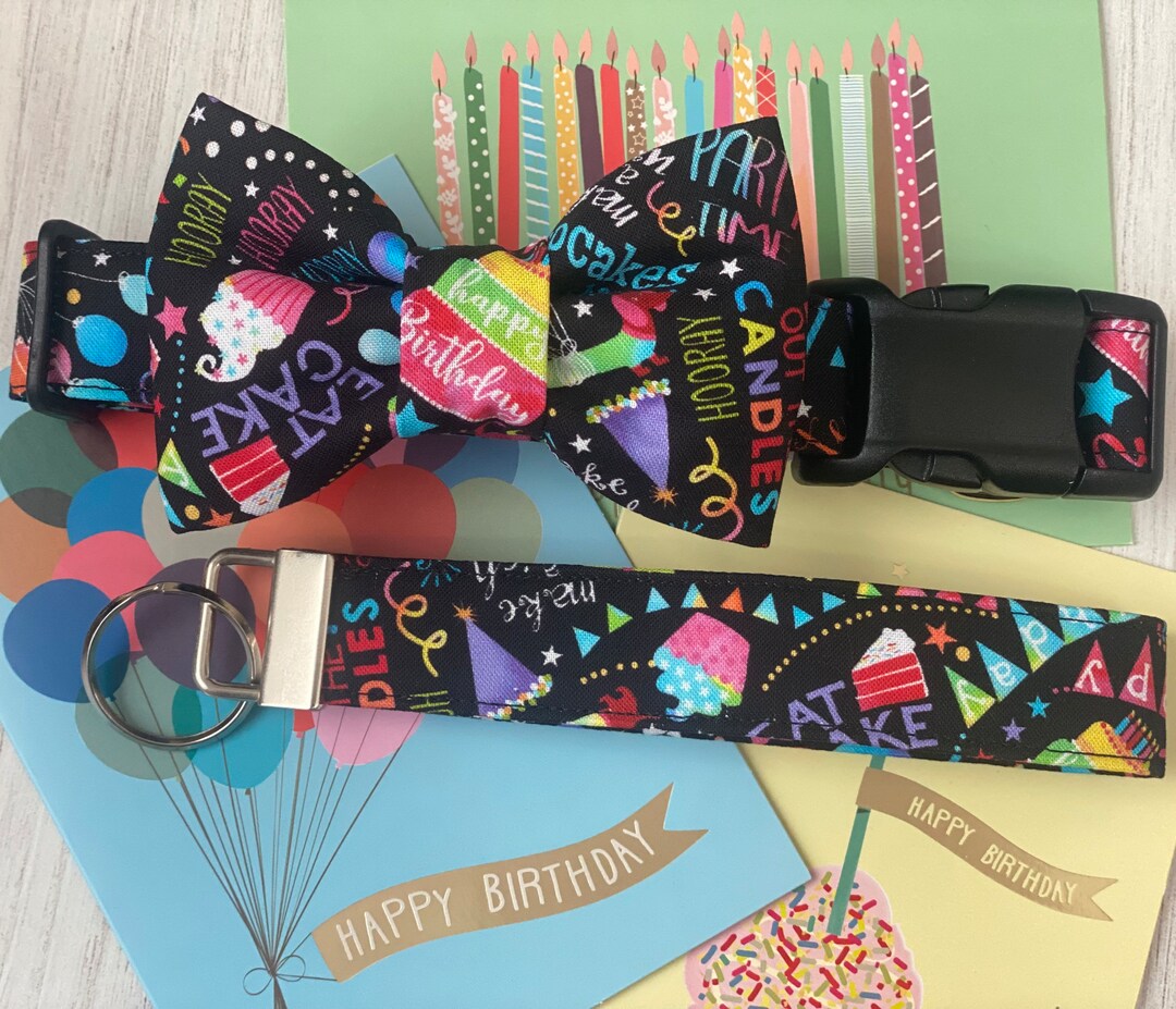 Dog Collar, Happy Birthday, Birthday Collar, Balloons, Cake, Cupcake
