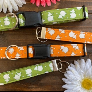 Dog collar, orange, green, elephant, animal,  fun, jungle, elephant dog collar, zoo, key fob, keychain, animal print, cute