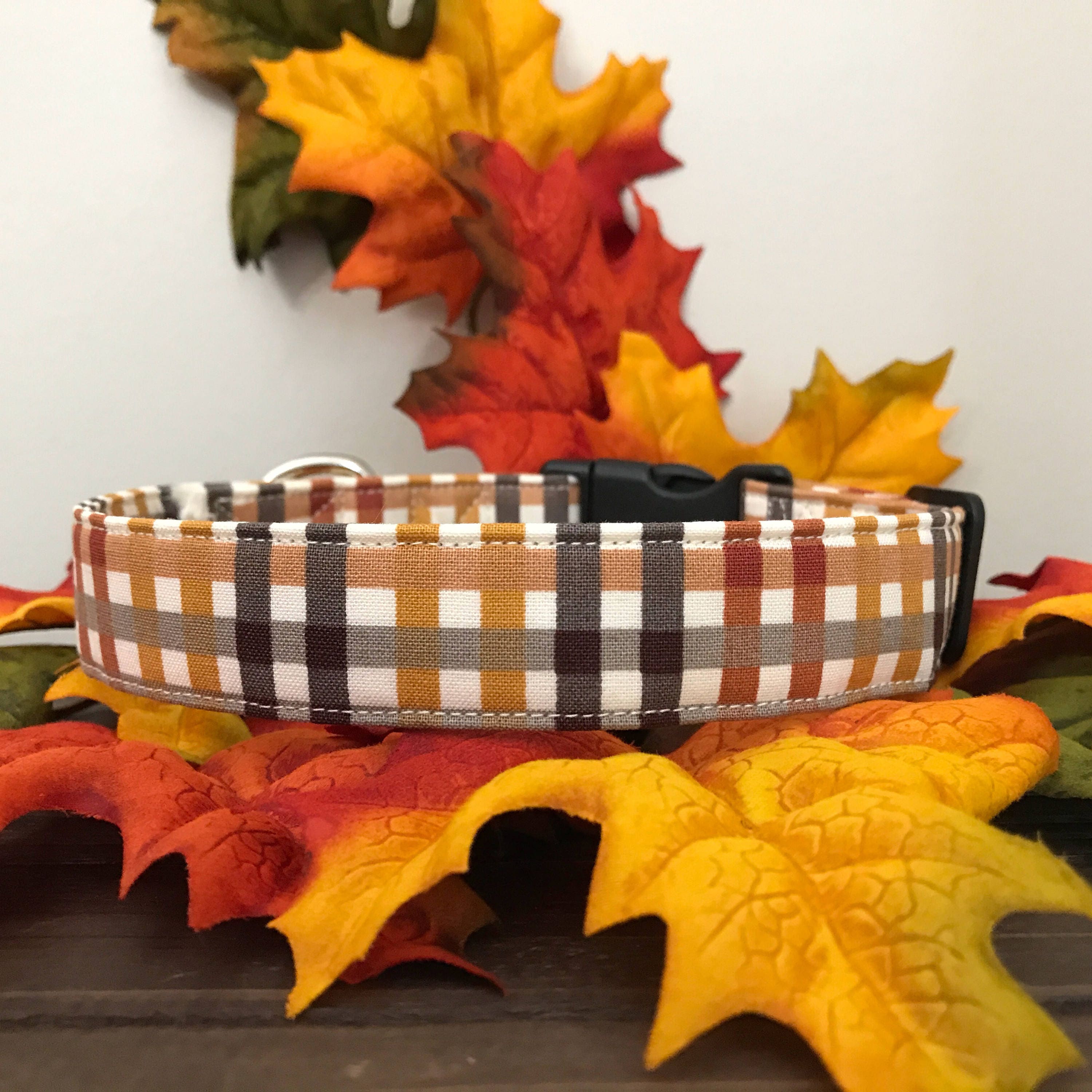 Dog collar plaid dog collar autumn dog collar fall dog Etsy