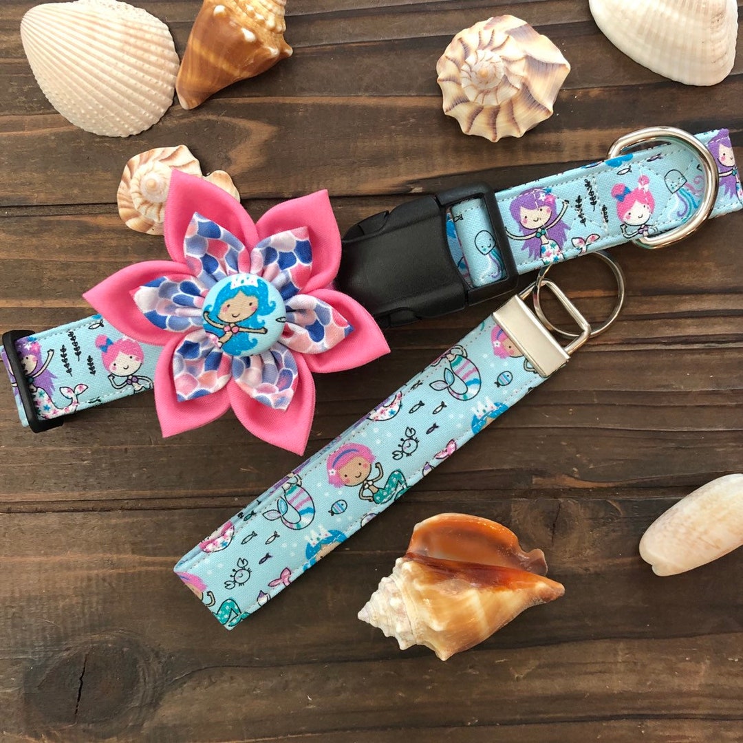 Dog Collar, Mermaid Dog Collar, Pink, Blue, Purple, Collar With Bow