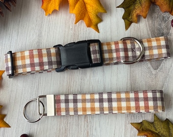 Dog collar, fall plaid, plaid, warm, plaid dog collar, fall plaid collar, autumn, thanksgiving, halloween, harvest, key fob , key chain