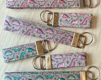 Porte-clés en coton à imprimé dinosaure, porte-clés dinosaure