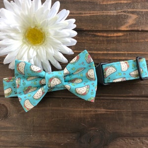 Dog collar, Collar with bow tie, cinco de mayo dog collar, taco key chain, taco dog collar, taco collar with bow, dog bow tie, junk food