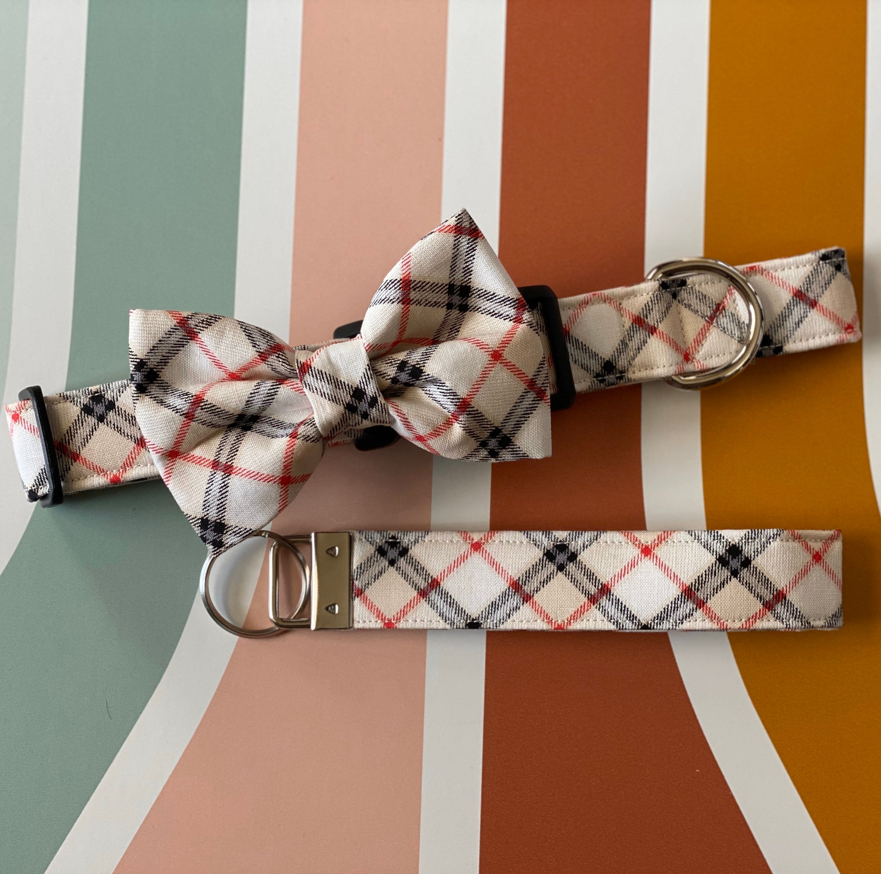 Dog collar collar Burberry Burberry plaid plaid red tan Etsy