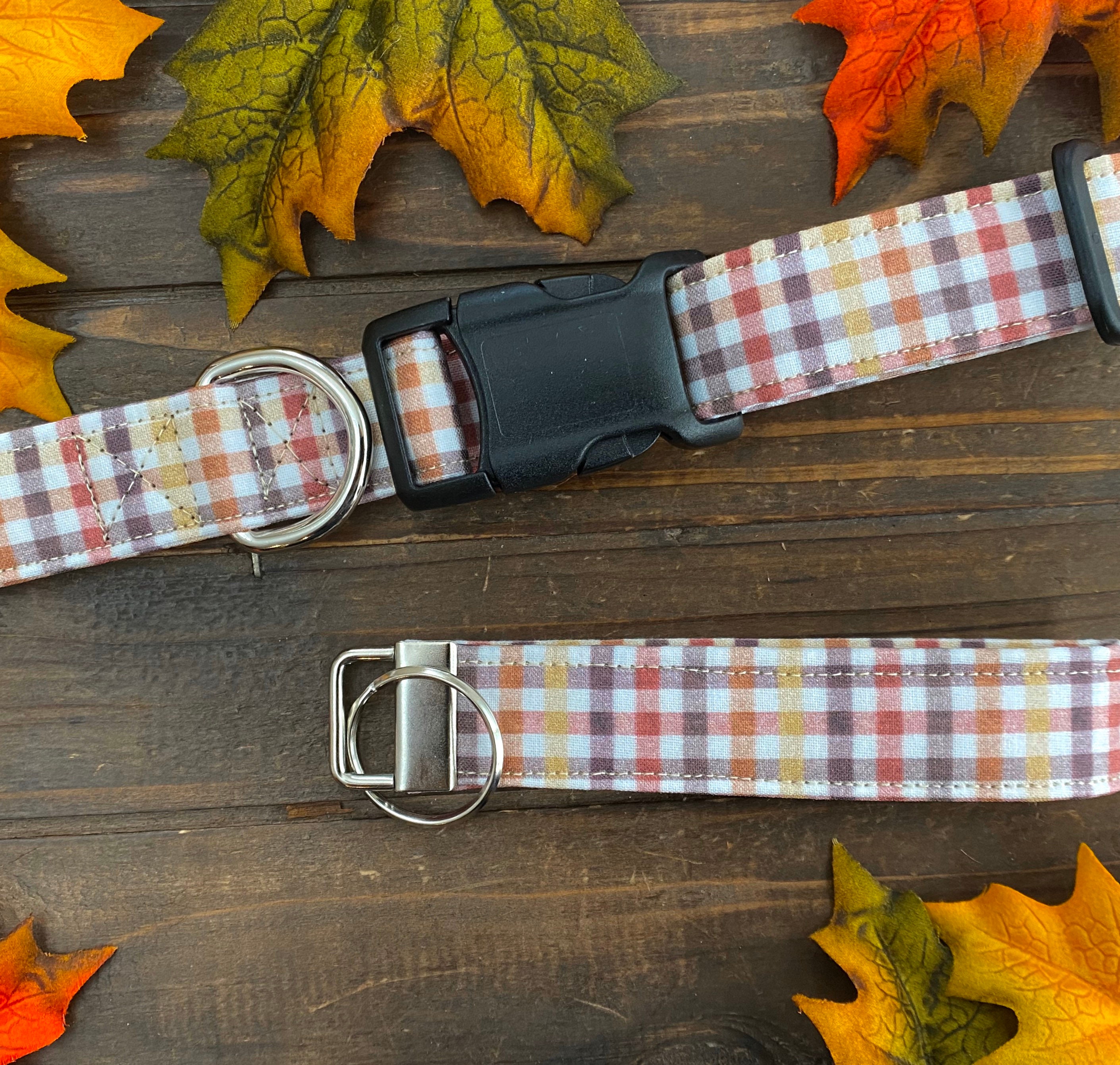 Dog collar, plaid dog collar, autumn dog collar, fall dog collar, fun…