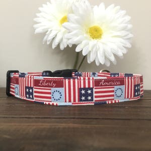 Dog collar, patriotic dog collar, american dog collar, patriotic plaid dog collar, labor day dog , patriotic collar, 4th of july collar