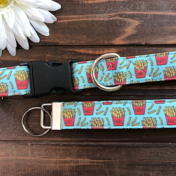 Dog collar, French fry, match my dog, French fries dog collar, fries collar, French fry collar, party dog collar, food, key fob, keychain