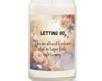Vela "Dejar ir": Vela de afirmación inspiradora, regalo de sanación emocional, vela de ánimo, vela de atención plena y autocuidado.