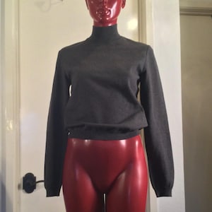 JOHN GALLIANO PARIS Dark Gray Wool Sweater. Back Zipper Closure, Turtleneck, Long Sleeve, Women Size Large. From The 1990’s.