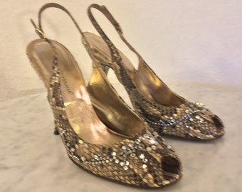 Sandales Dolce & Gabbana En Peau De Serpent Jaune - Taille 36.5 IT / 6.5 US (Occasion)