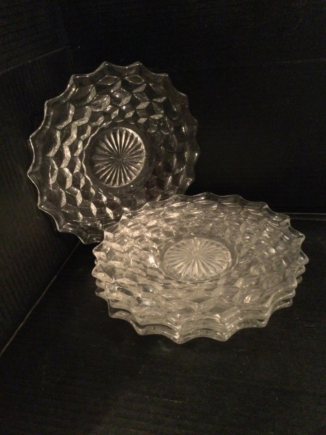 Vintage FOSTORIA Glass “AMERICAN CLEAR” Set of Four (4) Salad