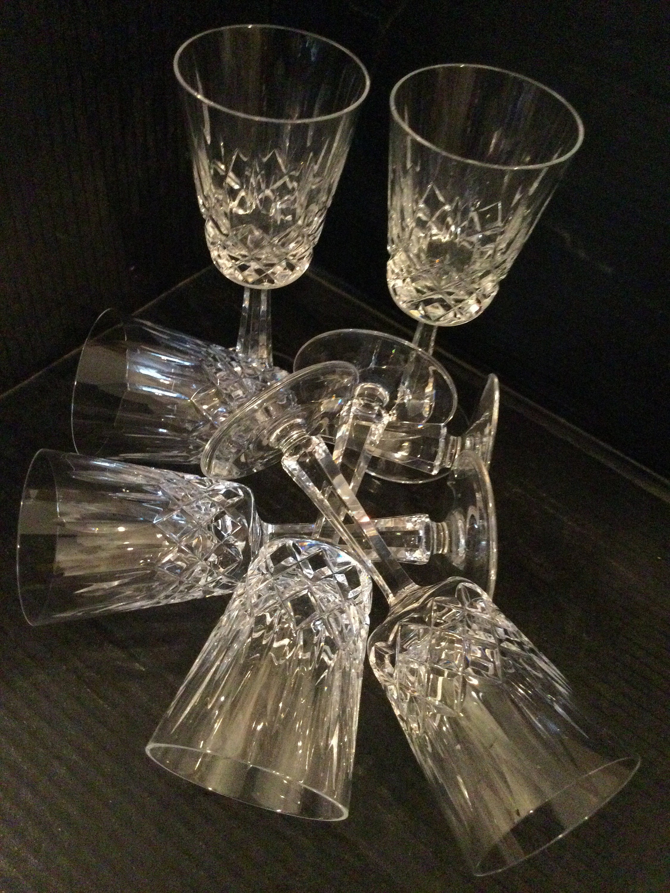 6 Galway Crystal Ireland OLD GALWAY star cut base CHAMPAGNE / TALL SHERBET  GLASS