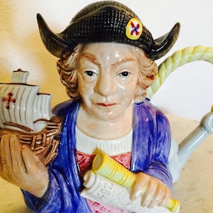 Fitz & Floyd Figures From History &quot;Christopher Columbus&quot; Tea Pot, Collector&#39;s Series, Limited Edition n. 1299 Di 7500