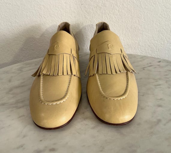 PIERRE CARDIN PARIS Beige Leather Loafers Men Sz 10 1/2 M. Italy