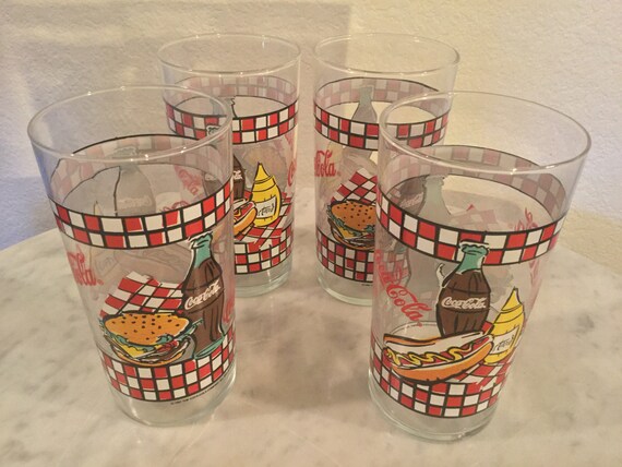 Coca-cola Glass Set, Vintage 16 Oz Soda Fountain Drinking Glasses, Set of 5  Collectible Tumblers 