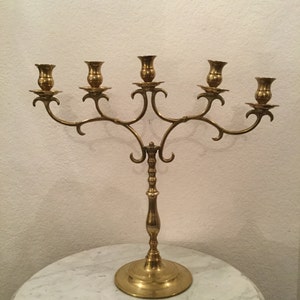 Vintage Rostand Solid Brass Five Candle Holder Candelabra. Rare And Beautiful. Made In U. S .A.