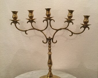 Vintage Rostand Solid Brass Five Candle Holder Candelabra. Rare And Beautiful. Made In U. S .A.