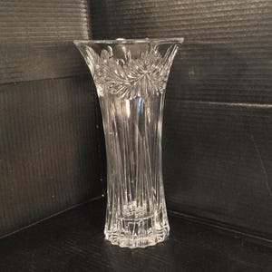 GALWAY IRISH CRYSTAL Harmony Flared 10” Tall Vase. Clear Heavy Crystal, Embossed At The Top. Signed. Retired.