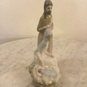 LLADRO Fine Porcelain Holy Family &quot;Joseph, Mary & Baby Jesus&quot; Figurine. Handmade In Spain. Retired.