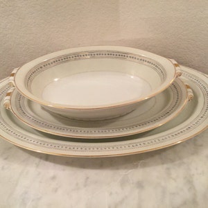 Vintage Holly China Narumi &quot;Laurel&quot; ovaal plantaardige Bowl, 13&quot; ovale schotel serveren & 17,5&quot; ovale schotel serveren. Bezette Japan beëindigde
