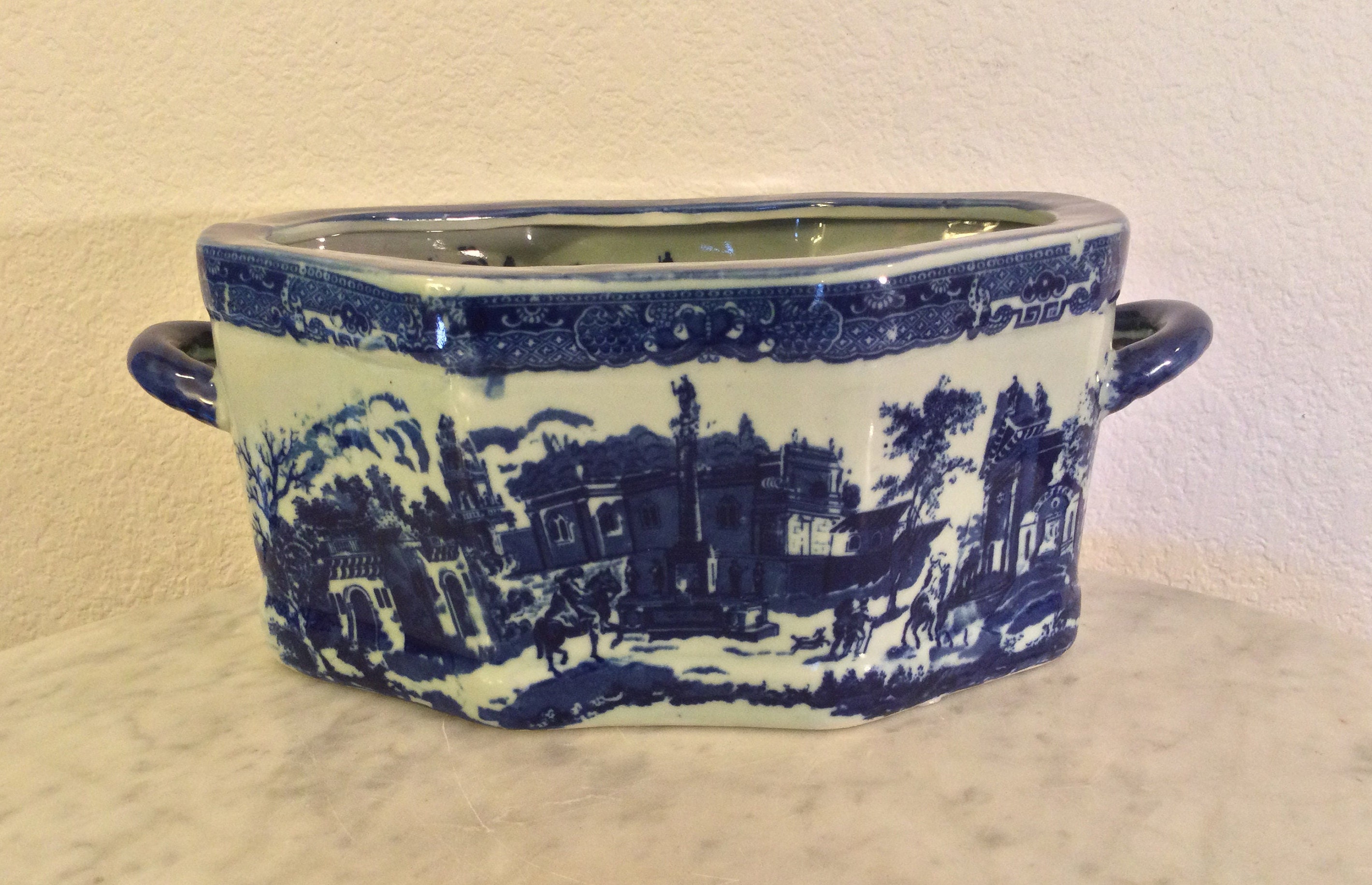 Vintage English Victoria Ware Ironstone Blue & White Pitcher
