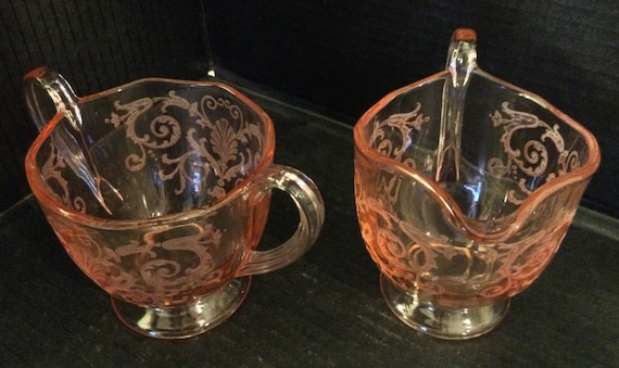 Vintage Stunning FOSTORIA Crystal “VERSAILLES PINK” Sugar Bowl