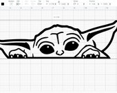Baby Yoda Peek a boo SVG Cut file Car decal Window decal Kitchen wood sign circut cut file