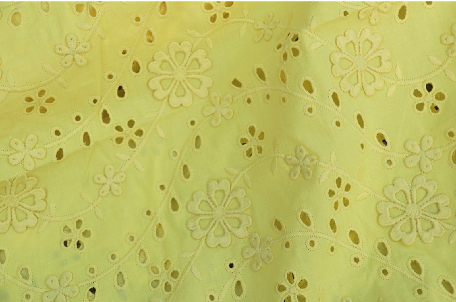 Yellow Cotton eyelet fabric Embroidered Lace Fabric Flower Etsy