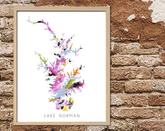 Abstrakte See Norman LKN Silhouette Karte zum Ausdrucken - DIGITALER DOWNLOAD
