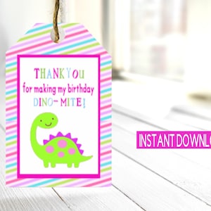 Digital Dinosaur Favor Tags, Instant Download Digital Dino Tags