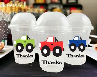 Monster Truck Themed Party Favors Dome Lid Cups