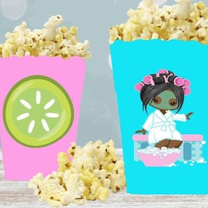 Spa Snack/Favor Boxes, Spa Party Popcorn Box,