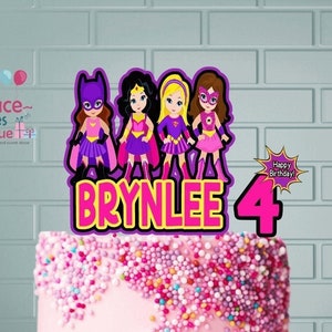 2pc Personalized Girl Superhero Cake Topper