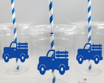 Blue Truck Themed Party Cups
