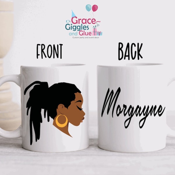 Personalized Loc Queen Mug, Black Culture Mugs