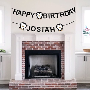 Custom Penguin  Banner, Penguin Garland